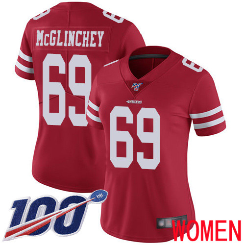 San Francisco 49ers Limited Red Women Mike McGlinchey Home NFL Jersey 69 100th Season Vapor Untouchable